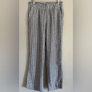 Briggs Linen Blend Striped Wide Leg Pants - Large - Coastal/Beach Size L